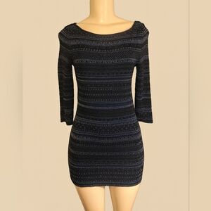 White House Black Market XS Metallic Knit Bodycon Mini Dress